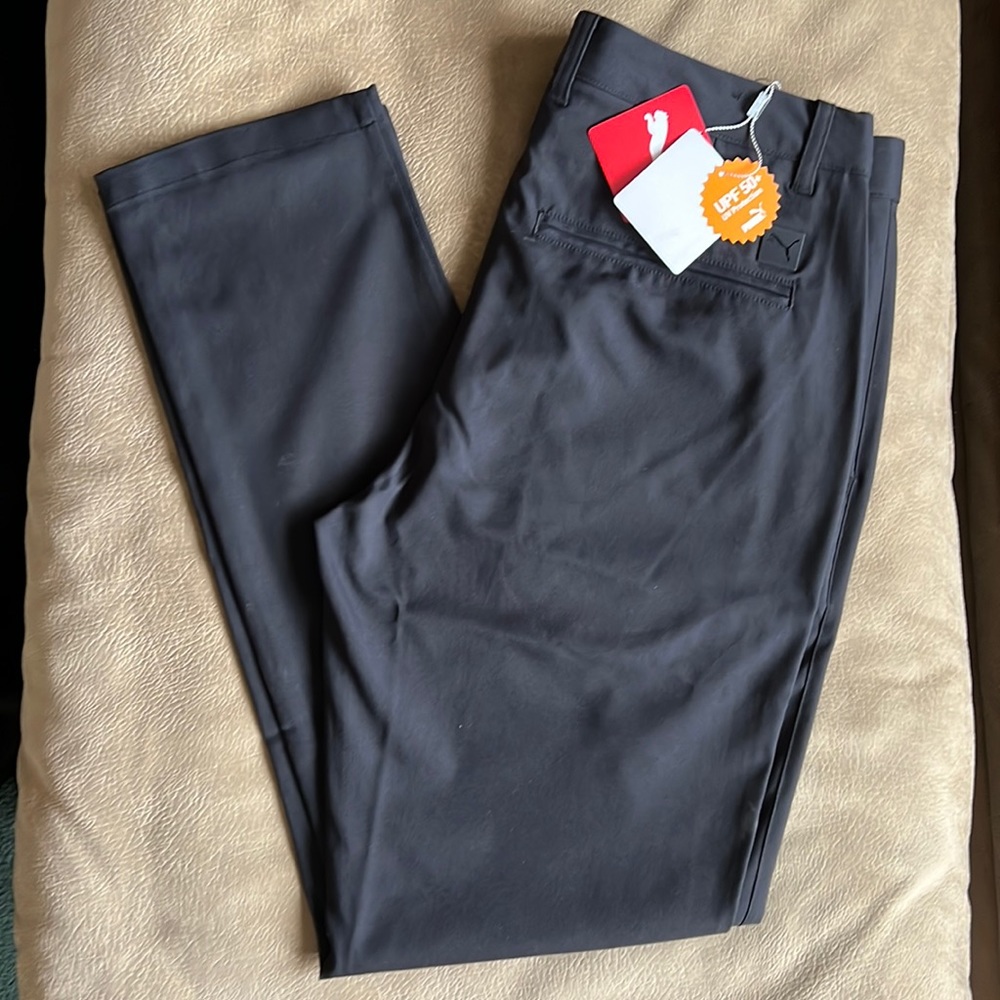 NWT Mens Puma Black Tailored Jackpot Golf Pants Trousers Chino Size 33x32